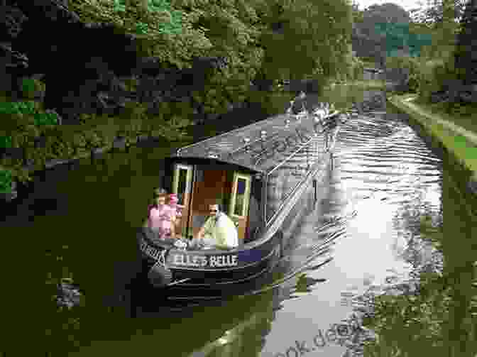 A Narrowboat Cruising Along A Narrow Canal, Surrounded By Lush Greenery And Peaceful Surroundings New York Central Timetable April 30 1950: The Scenic Water Level Route