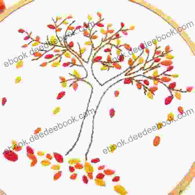 Autumn Themed Hand Embroidery Design Featuring Colorful Leaves And Acorns Stitches From The Yuletide: Hand Embroidery To Celebrate The Season