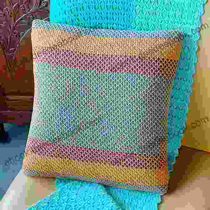 Crochet Tunisian Crochet Cushion With Textured Stitches And Colorful Embroidery Crochet Pattern Strategy Learn To Crochet More Than 10 Bright Crochet Designs