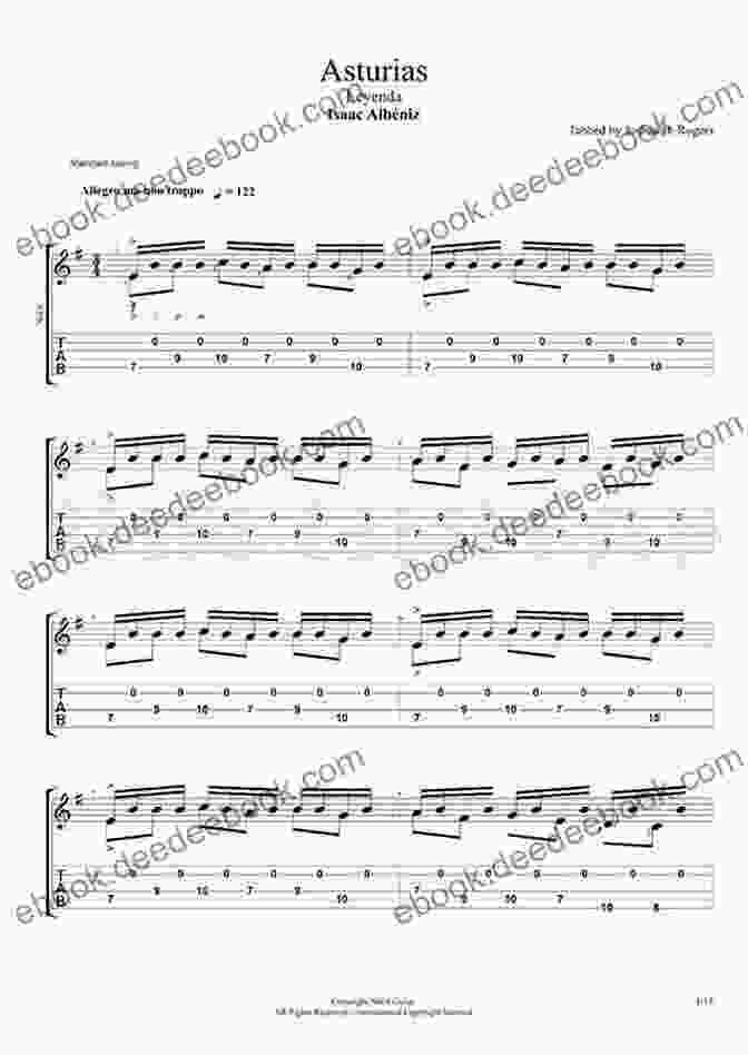 Sheet Music For Asturias (Leyenda) By Isaac Albéniz Spanish For Guitar: Masters In TAB: Easy To Intermediate Sheet Music Solos By The Spanish Masters