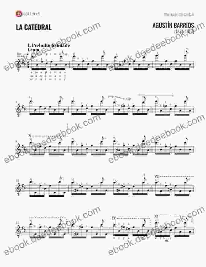 Sheet Music For La Catedral By Agustín Barrios Mangoré Spanish For Guitar: Masters In TAB: Easy To Intermediate Sheet Music Solos By The Spanish Masters